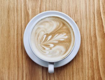 Directly above shot of cappuccino on table