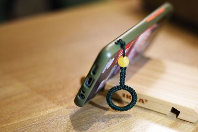 High angle view of eyeglasses on table