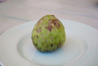 High angle view of apple on plate