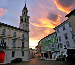 Buildings at sunset