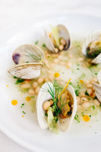 Close-up of served food in plate