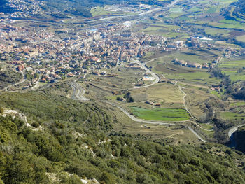 High angle view of agricultural field