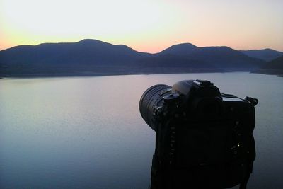 Scenic view of sunset over sea