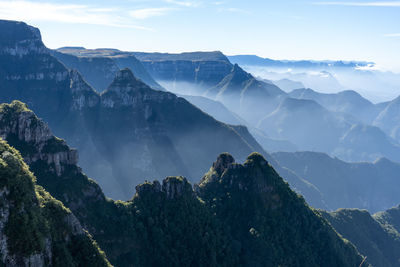 Panoramic view of mountains against sky