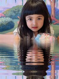 Portrait of smiling girl with reflection