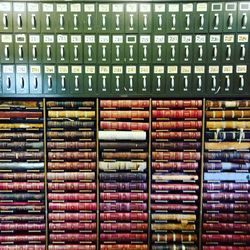 Books arranged below lockers