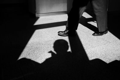 Low section of silhouette woman standing on floor