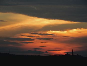 Silhouette of landscape against sky during sunset