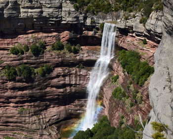 Scenic view of waterfall