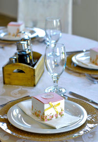 Close-up of wine in glass on table