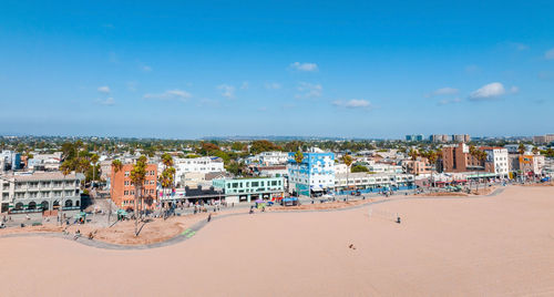 Aerial view of the shoreline in venice beach, ca