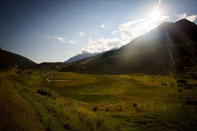 Scenic view of mountains against sky