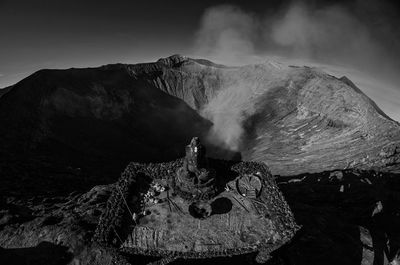 View of volcanic mountain