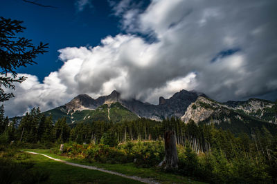 Scenic view of mountains against sky