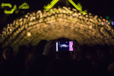 Illuminated lights at night