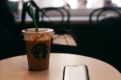 Close-up of coffee on table