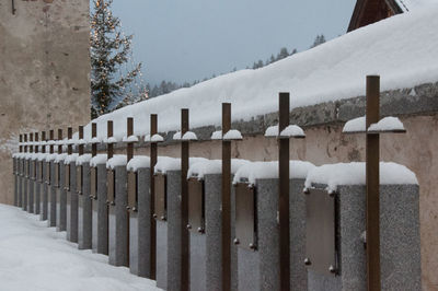 White fence on snow covered landscape