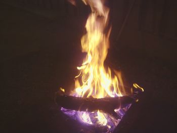 Close-up of bonfire at night