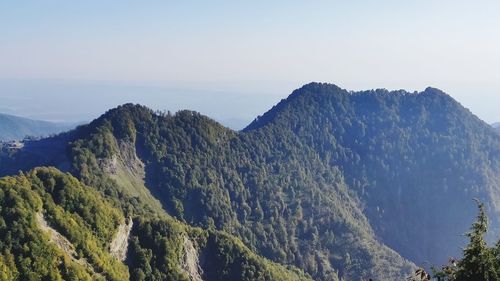 Scenic view of mountains against clear sky