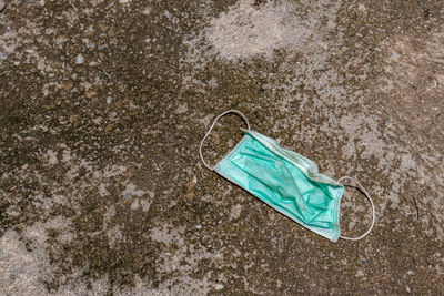 High angle view of plastic bag on beach