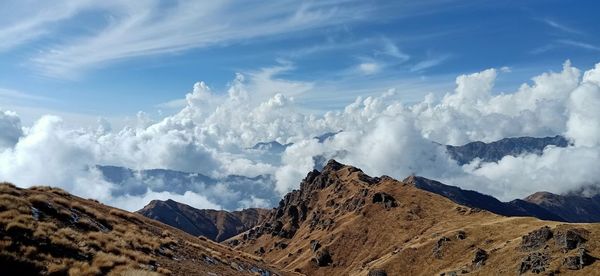 Scenic view of mountains against sky