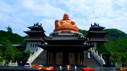 Low angle view of traditional building against sky