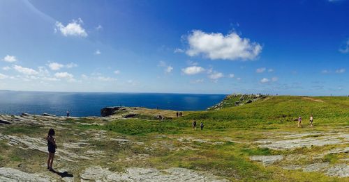 Scenic view of sea against cloudy sky