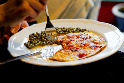 Close-up of meal served in plate on table