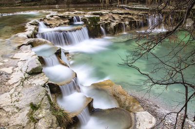 Scenic view of waterfall