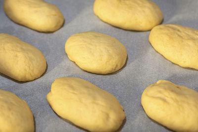 High angle view of cookies on table