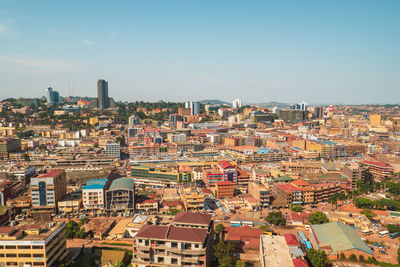 Cityscape against clear sky