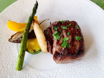 High angle view of meal served in plate