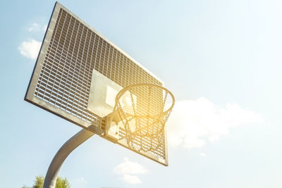 Low angle view of basketball hoop against sky