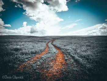 Road amidst field against sky