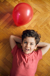 Portrait of smiling boy at home