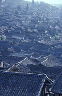 High angle view of buildings in city