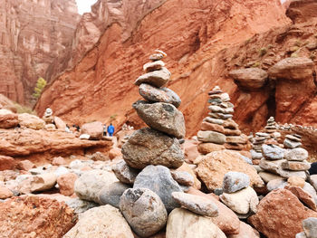 Low angle view of rocks on rock