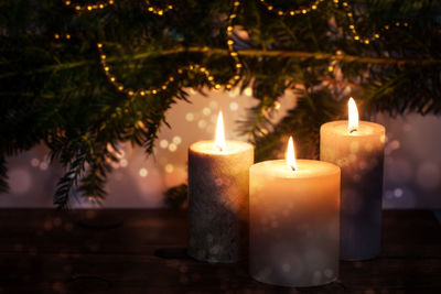 Close-up of illuminated candles