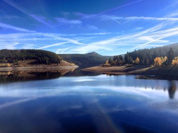 Scenic view of lake against cloudy sky