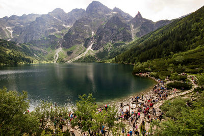 Scenic view of lake and mountains