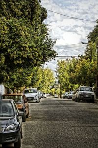 Cars parked on road