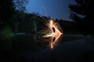 Light painting on the lake