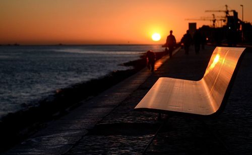 View of calm sea at sunset