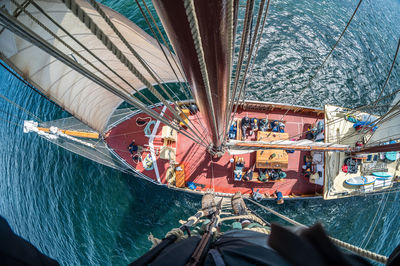 High angle view of ship