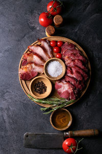 Directly above shot of eggs in bowl on table