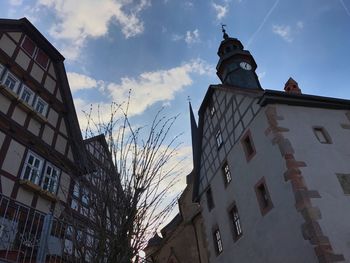 Low angle view of residential building against sky