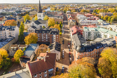 High angle view of townscape