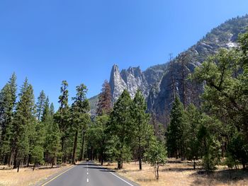 Road amidst trees against sky