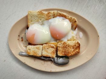 Close-up of breakfast served in plate