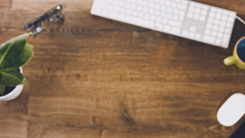 High angle view of computer keyboard on table
